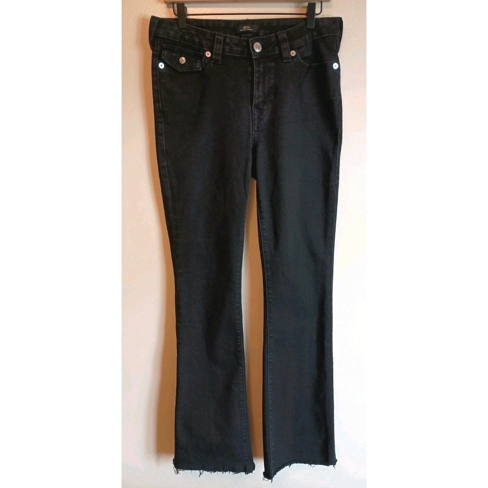 True Religion Becca Jeans Womens 30 Black Mid Rise Bootcut Raw Hem